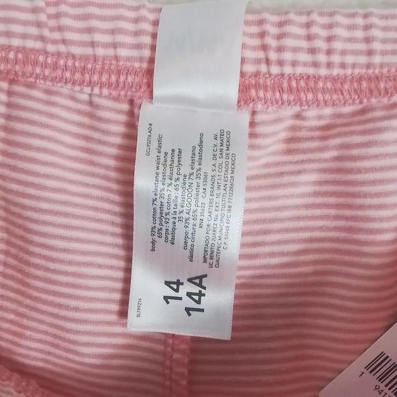 Carter's Kid Cotton Shorts Girl's Size 14 In Pink White Stripes - Picture 10 of 10